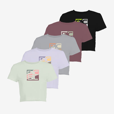 Pack 3 Camisetas Premium Crop Manga Corta Mujer